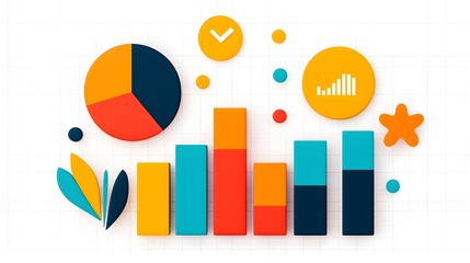 Poster - Multicolor Bar and Line Chart Combination Displayed on a Clean White Background with Grid Lines Providing Comprehensive Data Analysis and Insightful Visualization in a Modern and Minimalist Style