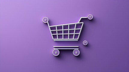 Aufkleber - Neumorphic style shopping cart icon set against a vibrant purple gradient background featuring 3D pin buttons to create a modern and digital online buying symbol for e commerce and retail concepts