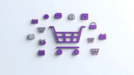 Aufkleber - Sleek and modern neumorphic shopping cart icon design in purple gradient colors