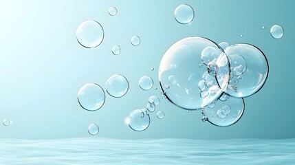 Aufkleber - Captivating Underwater Bubble Wallpaper with Soft Gradient Blue Tones Creating a Serene and Immersive Digital Background Texture for Tranquil Designs and Visuals