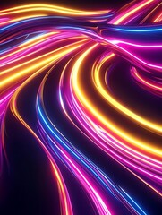Poster - Vibrant neon light trails a journey through futuristic color waves and dynamic energy in digital art