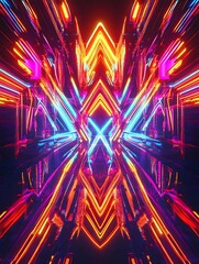 Leinwandbilder - Exploring the vibrant depths of futuristic neon light design a stunning display of color and reflection in a digital landscape