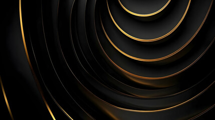 Poster - Abstract Background Black Gold Circles Pattern