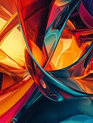 Poster - Dynamic interplay of colorful abstract shapes a mesmerizing journey through nonrepresentational artistry and fluid forms