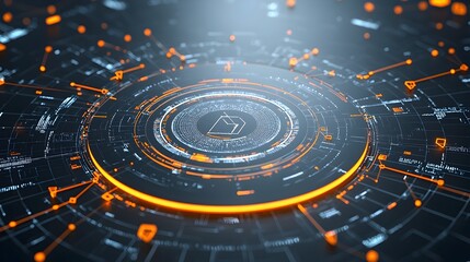 Poster - Futuristic technological backdrop with vibrant polygonal shapes digital connections and data processing elements representing innovation and advancements in technology and intelligence