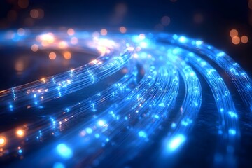 glowing fiber optic data transmission abstract background