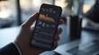 © Ayan - Smartphone app with business graphs and analytics data, futuristic design