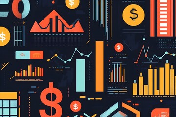 Wall Mural - Visualizing Financial Growth and Corporate Development with Upward Trending Graphs  Currency