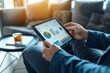 © ZQ Art Gallery  - A professional discussing accountability strategies with a client in a sleek office lounge, with charts and actionable items visible on a tablet screen.