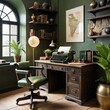 © VD.FAII - A cozy, vintage-style office space filled with classic wooden furniture