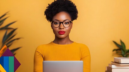 Aufkleber - Focused African American Woman Analyzing Vibrant Financial Data Charts and Graphs on Laptop Screen in Cozy Sunlit Office Setting  Concept of Data Driven Decision Making Financial Analysis