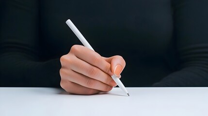 Fototapete - Close up of a woman s hand using a pen on a tablet screen with complex graphs and analytical charts representing a futuristic data driven business or financial analysis