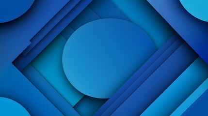 Aufkleber - Gradient blue geometric shapes with sharp angles and subtle shadows create a futuristic and minimalist design perfect for abstract tech and digital background applications