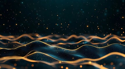 Fototapete - Stunning futuristic digital landscape composed of glowing lines and dots representing the flow of data and the power of generative technology on a dark abstract background