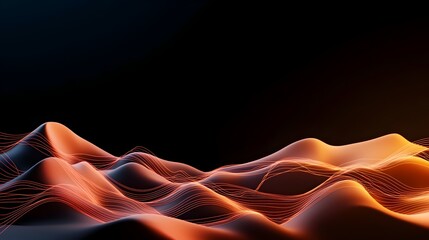 flowing digital landscape created by glowing lines and dots on a dark background visualizing the int