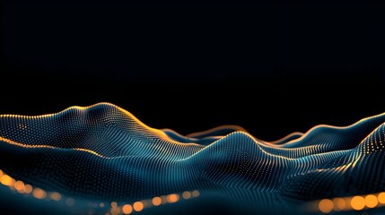 Poster - Mesmerizing Generative Scene with Glowing Dots and Data Lines Flowing Across a Dark Digital Landscape Embodying the Concept of Data Flow and Digital Technology