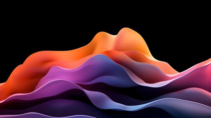 Poster - Mesmerizing abstract iridescent shape floating effortlessly against a dark moody backdrop with smooth 3D render highlights and deep contrast between the vibrant colors and shadows