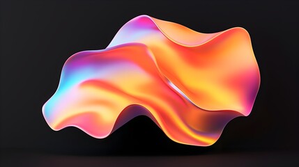 Leinwandbilder - Mesmerizing iridescent 3D shape with a glossy reflective finish highlighted against a deep sleek black background creating a visually striking and modern abstract composition