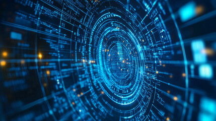 Blue computer screen filled with binary code. Ideal for concepts related to data, technology, and cybersecurity. Abstract information technology background. Digital binary code matrix background
