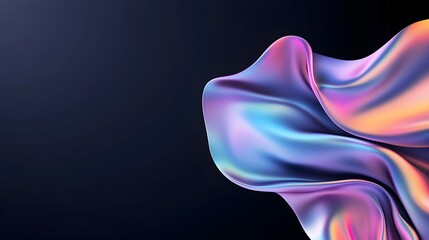 Fototapete - Mesmerizing Iridescent 3D Abstract Floating Shape with Subtle Lighting Accents on Dark Background   Futuristic Innovative and Conceptual Digital Artwork