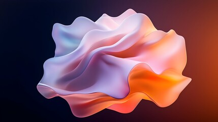 Leinwandbilder - Minimalist 3D abstract figure with shimmering iridescent surfaces floating in a dark atmospheric space surrounded by elegant light play and mesmerizing gradient hues