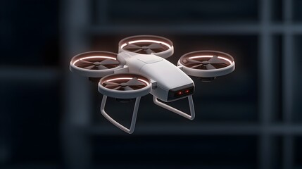 Leinwandbilder - Futuristic autonomous delivery drone with high efficiency propellers advanced smart docking system and sleek cutting edge design soaring through a modern sustainable urban landscape