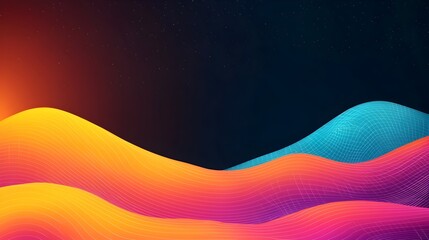 Leinwandbilder - Futuristic overlapping digital grids holographic light trails and bold geometric forms set in a dark atmospheric background creating a dynamic and conceptual abstract design