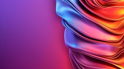 Leinwandbilder - Futuristic abstract background showcasing a 3D digital render of metallic structures glowing energy waves and vivid neon hues