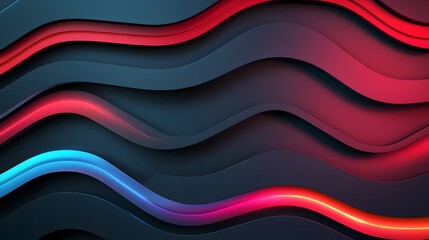 Leinwandbilder - Futuristic abstract background with 3D metallic structures glowing energy waves and vivid neon hues representing the power and innovation of advanced technology in a digital virtual realm