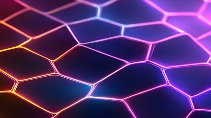 Poster - Captivating digital abstract background featuring overlapping neon grids glowing light effects and futuristic sci fi inspired textures creating a visually striking and mesmerizing composition