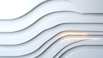 Aufkleber - Minimalist white futuristic background featuring overlapping panels glowing lines and smooth curves for a sleek modern and contemporary look  This digital or 3D render has a clean crisp