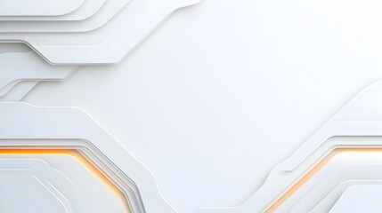 Aufkleber - Minimalist white futuristic background featuring overlapping panels glowing lines and smooth curves for a sleek modern and architectural look  This digital render showcases a clean elegant