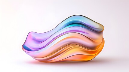 Fototapete - Futuristic glass design featuring fluid iridescent shapes and wavy transparent patterns that create a high tech modern and sophisticated aesthetic  This digital rendering showcases a visionary