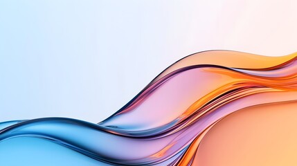 Fototapete - Futuristic digital design featuring fluid glass shapes iridescent reflections and wavy patterns that create a high tech transparent and elegant aesthetic  The abstract