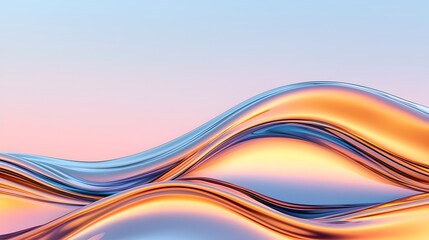 Leinwandbilder - Mesmerizing abstract background featuring wavy glass surfaces with soft reflections flowing forms and glowing accents creating a futuristic and visually striking composition