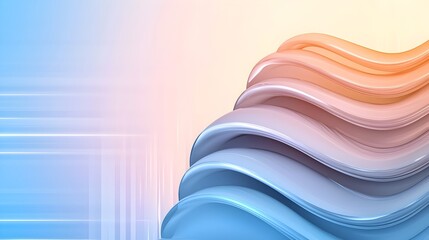 Leinwandbilder - Captivating Wavy Glass Shapes in a Futuristic Glowing Backdrop Smooth Textured Curves Set Against a Digital Minimalist Landscape