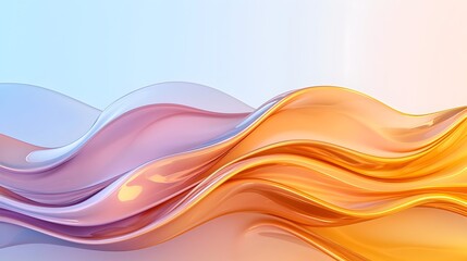 Poster - Mesmerizing abstract background with wavy flowing glass shapes and soft light reflections creating a sleek futuristic and visually captivating digital art composition