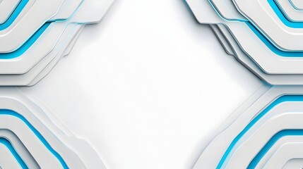 Poster - Futuristic and abstract digital background featuring overlapping 3D shapes glowing blue lines and sleek metallic surfaces blending sci fi and modern design elements