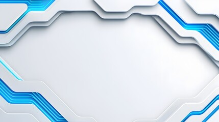Poster - Mesmerizing Futuristic Background with Glowing Blue Overlapping Layers and Shadowed Surfaces for High Tech Design Concepts  Abstract Digital with Sleek Geometric Shapes Flowing Lines