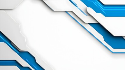 Fototapete - Sleek and Futuristic White and Blue Digital Background with Overlapping Layers Glowing Blue Lines and Soft Shadowed Surfaces for a High Tech Design  Elegant Innovative