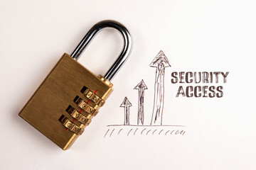 Wall Mural - SECURITY ACCESS. Padlock with code on white background