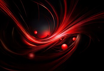 Abstract background with red glowing lines and orbs on a dark background.