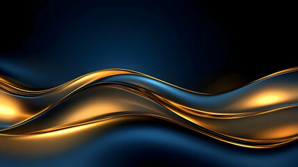 Canvas Print - Abstract Blue and Gold Waves Background