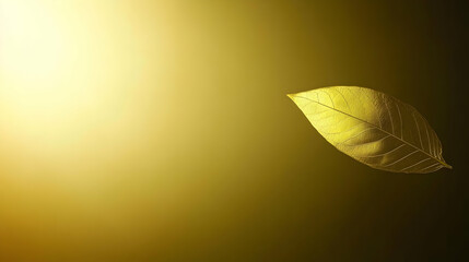 Poster - Golden Leaf on a Yellow Background Abstract