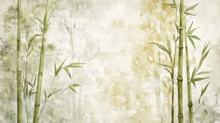 Poster - Delicate bamboo stalks merging into a lightly textured grunge backdrop for serene wallpaper