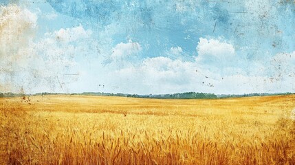 Sticker - Golden fields fading into a lightly textured grunge background for a calming backdrop