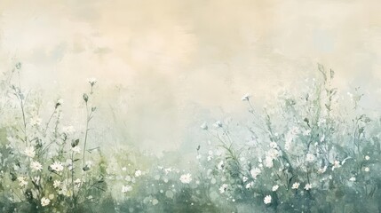 Wall Mural - Romantic meadow scene blending into a grunge background for serene interiors
