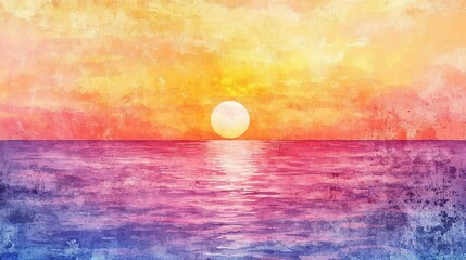 Canvas Print - Warm sunset reflecting on water blending into a grunge background for a dreamy backdrop