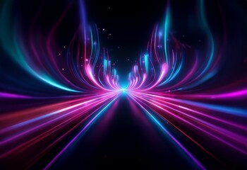 Wall Mural - Abstract image of a colorful road extending towards a bright light.