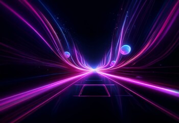 Poster - A glowing, abstract tunnel with streaks of light and swirling orbs.